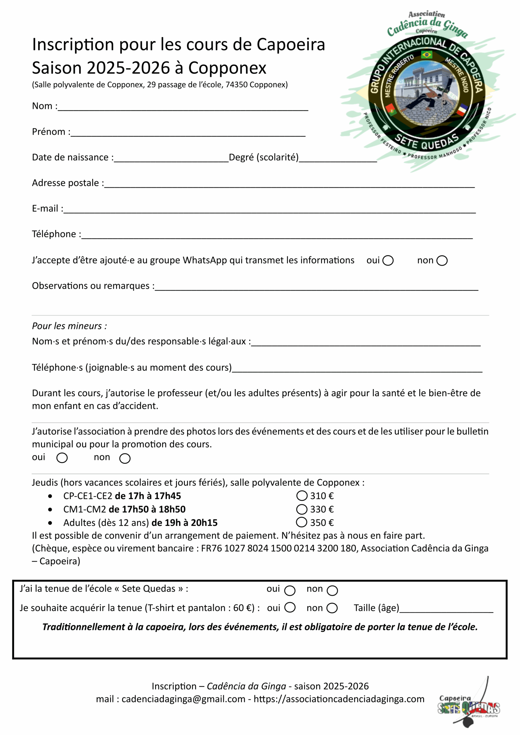 Fiche inscription Copponex